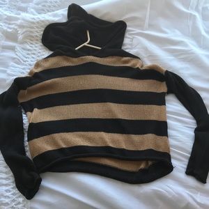 Knit striped hoodie